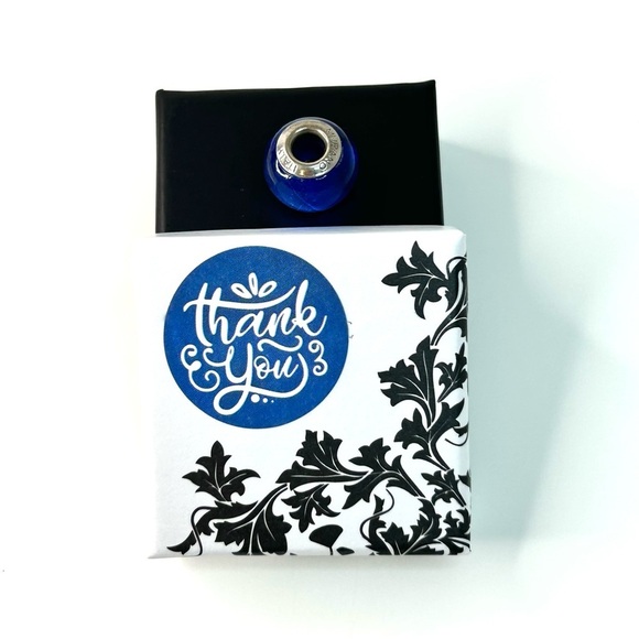 Murano Glass Charm Bead Sterling Silver Blue Glass - Picture 4 of 6